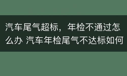 汽车尾气超标，年检不通过怎么办 汽车年检尾气不达标如何办法通过