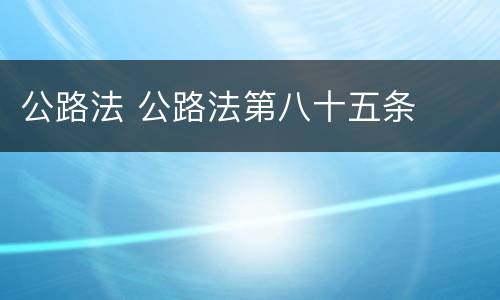 公路法 公路法第八十五条