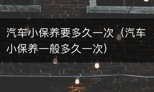 汽车小保养要多久一次（汽车小保养一般多久一次）