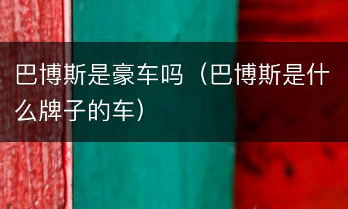 巴博斯是豪车吗（巴博斯是什么牌子的车）