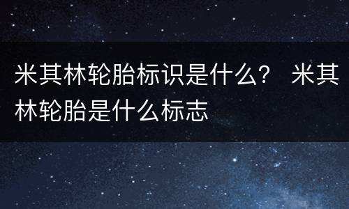 米其林轮胎标识是什么？ 米其林轮胎是什么标志