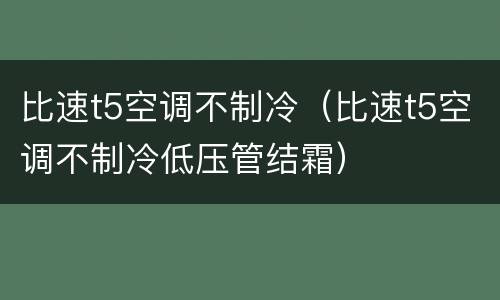 比速t5空调不制冷（比速t5空调不制冷低压管结霜）