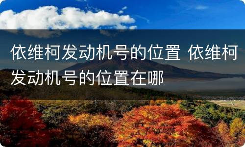 依维柯发动机号的位置 依维柯发动机号的位置在哪
