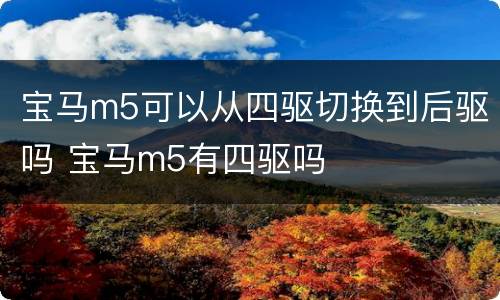 宝马m5可以从四驱切换到后驱吗 宝马m5有四驱吗