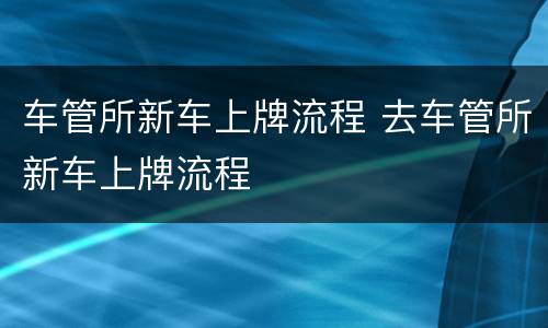 车管所新车上牌流程 去车管所新车上牌流程