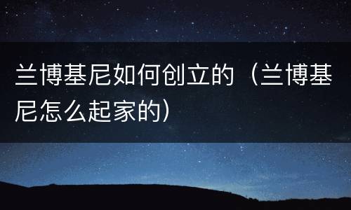 兰博基尼如何创立的（兰博基尼怎么起家的）