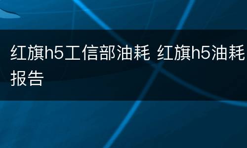 红旗h5工信部油耗 红旗h5油耗报告