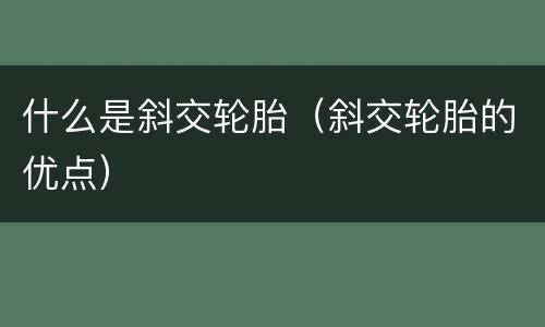 什么是斜交轮胎（斜交轮胎的优点）