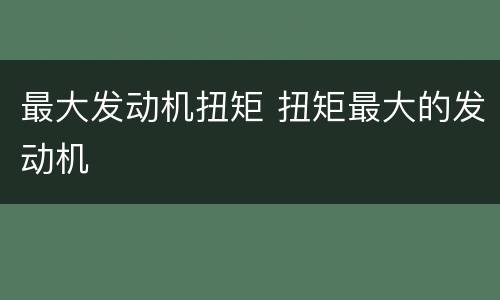 最大发动机扭矩 扭矩最大的发动机