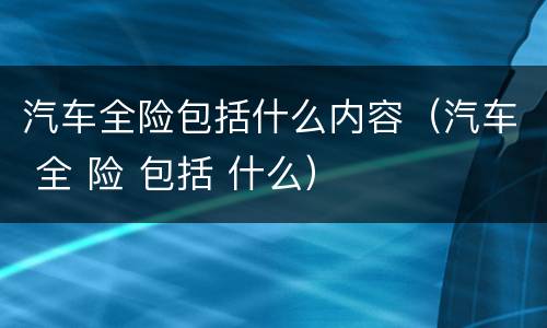 汽车全险包括什么内容（汽车 全 险 包括 什么）