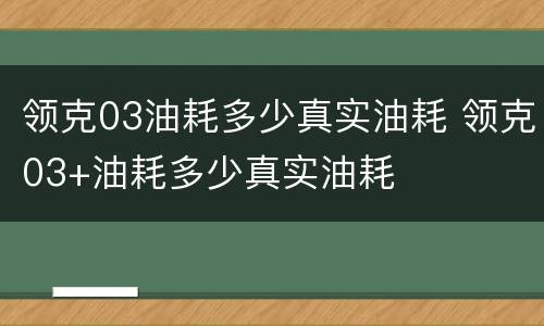 领克03油耗多少真实油耗 领克03+油耗多少真实油耗