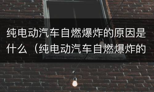 纯电动汽车自燃爆炸的原因是什么（纯电动汽车自燃爆炸的原因是什么呢）