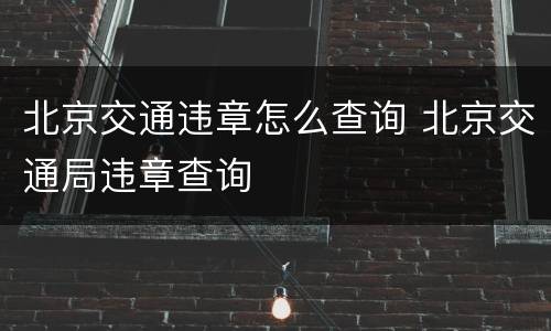 北京交通违章怎么查询 北京交通局违章查询