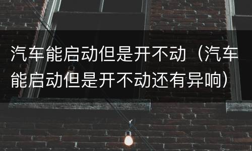 汽车能启动但是开不动（汽车能启动但是开不动还有异响）