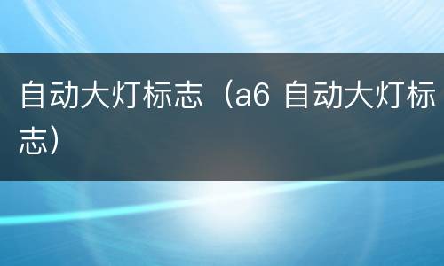 自动大灯标志（a6 自动大灯标志）