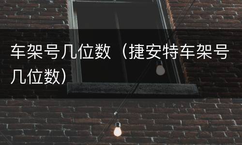 车架号几位数（捷安特车架号几位数）