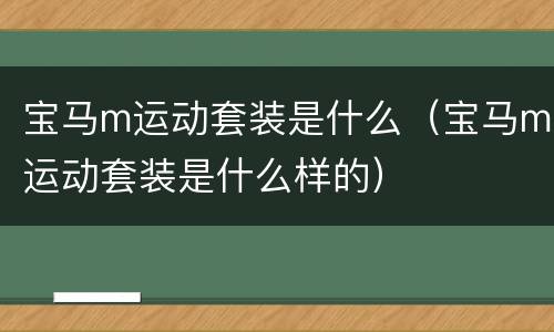 宝马m运动套装是什么（宝马m运动套装是什么样的）