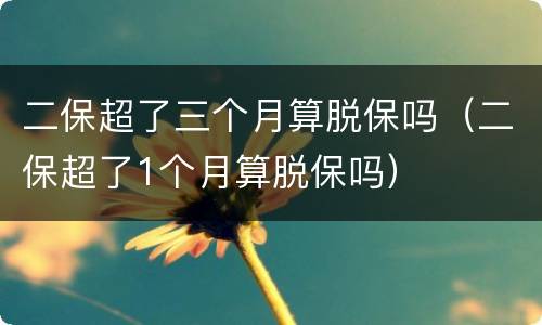 二保超了三个月算脱保吗（二保超了1个月算脱保吗）