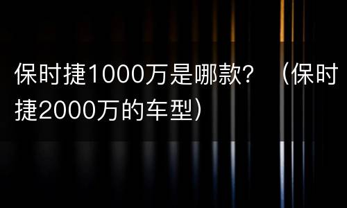 保时捷1000万是哪款？（保时捷2000万的车型）