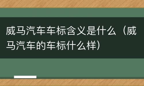 威马汽车车标含义是什么（威马汽车的车标什么样）