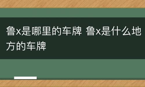 鲁x是哪里的车牌 鲁x是什么地方的车牌