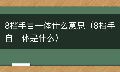 8挡手自一体什么意思（8挡手自一体是什么）