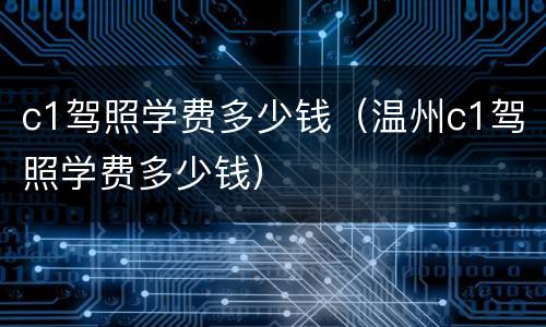 c1驾照学费多少钱（温州c1驾照学费多少钱）