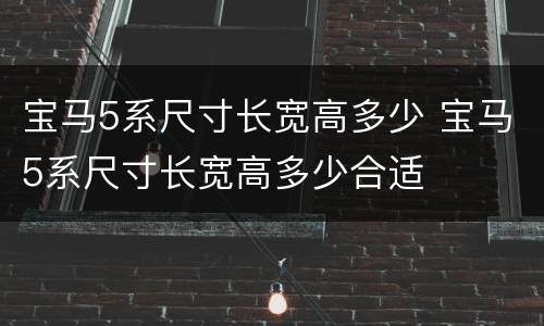 宝马5系尺寸长宽高多少 宝马5系尺寸长宽高多少合适