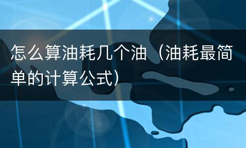 怎么算油耗几个油（油耗最简单的计算公式）