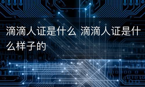 滴滴人证是什么 滴滴人证是什么样子的