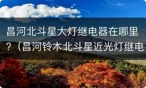 昌河北斗星大灯继电器在哪里?（昌河铃木北斗星近光灯继电器在哪）