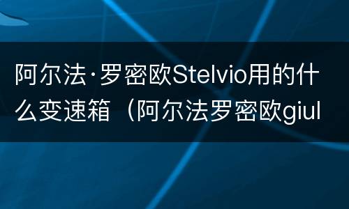 阿尔法·罗密欧Stelvio用的什么变速箱（阿尔法罗密欧giulia变速箱型号）