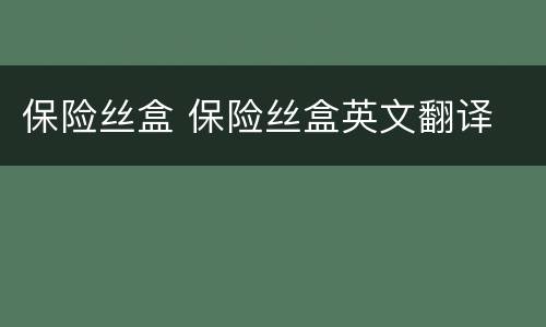 保险丝盒 保险丝盒英文翻译