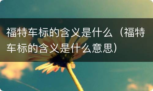 福特车标的含义是什么（福特车标的含义是什么意思）