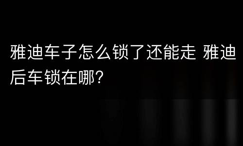 雅迪车子怎么锁了还能走 雅迪后车锁在哪?