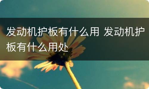 发动机护板有什么用 发动机护板有什么用处