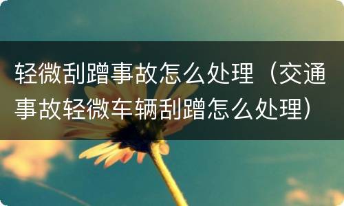 轻微刮蹭事故怎么处理（交通事故轻微车辆刮蹭怎么处理）