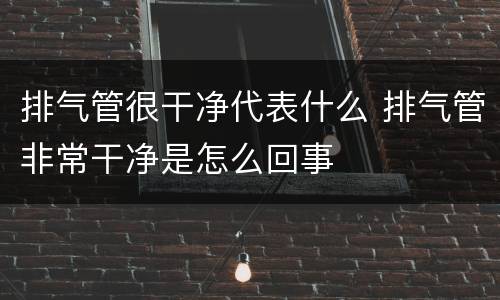 排气管很干净代表什么 排气管非常干净是怎么回事