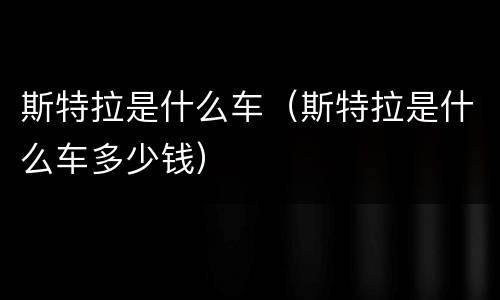 斯特拉是什么车（斯特拉是什么车多少钱）