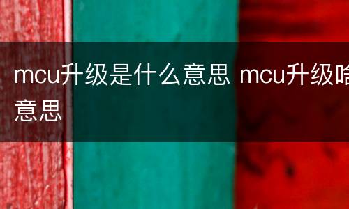 mcu升级是什么意思 mcu升级啥意思