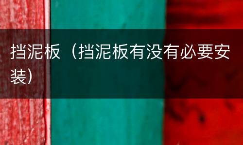 挡泥板（挡泥板有没有必要安装）