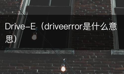Drive-E（driveerror是什么意思）