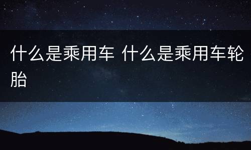 什么是乘用车 什么是乘用车轮胎