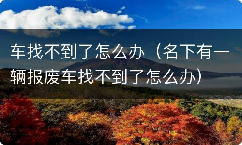 车找不到了怎么办（名下有一辆报废车找不到了怎么办）
