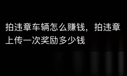 拍违章车辆怎么赚钱，拍违章上传一次奖励多少钱