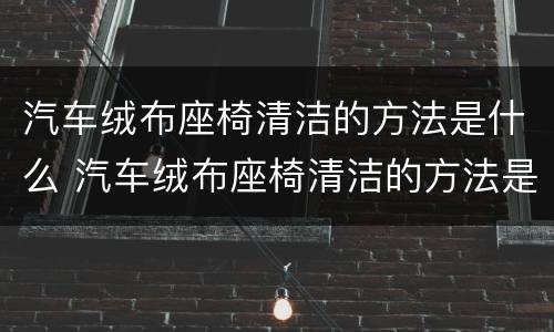 汽车绒布座椅清洁的方法是什么 汽车绒布座椅清洁的方法是什么意思