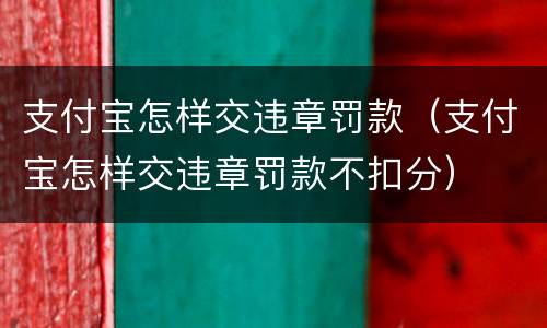 支付宝怎样交违章罚款（支付宝怎样交违章罚款不扣分）