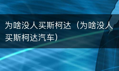 为啥没人买斯柯达（为啥没人买斯柯达汽车）