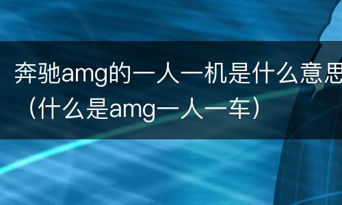 奔驰amg的一人一机是什么意思（什么是amg一人一车）
