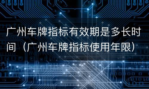 广州车牌指标有效期是多长时间（广州车牌指标使用年限）